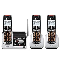 BL102-3 DECT 6.0 3-Handset Cordless Phone for Home with Answering Machine, Call Blocking, Caller ID Announcer, Audio Assist, Intercom, and Unsurpassed Range, Silver/Black