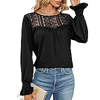 Blooming Jelly Womens Lace Dressy Casual Top Long Sleeve Work Shirt Elegant Cute Blouse 2023