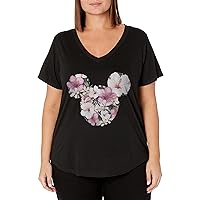 Disney Women's Classic Mickey Tropical Mouse Junior's Plus Short Sleeve Tee Shirt