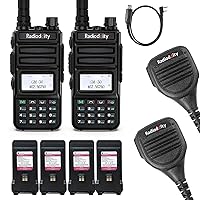 Radioddity GM-30 GMRS Radio Handheld 2 Pack 5W Long Range Two Way Radio, with 4 Batteries, 2 Waterproof Speaker Mic, 1 Programming Cable