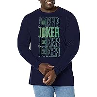 Warner Brothers Big & Tall Batman Joker Urban Logo Repeating Distressed Men's Tops Long Sleeve Tee Shirt