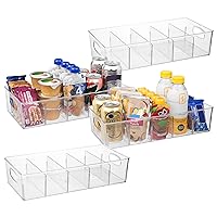 ClearSpace Plastic Pantry Organization and Storage Bins with Removable Dividers – 4 Pack XL Perfect Kitchen Organization or Kitchen Storage – Refrigerator Organizer Bins, Cabinet Organizers