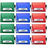 12pcs CPR Face Shield Mask with Keychain Ring, CPR Emergency Barrier with One-Way Valve and HEPA Filter for First Aid Mouth to Mask Treatment and AED Training, Pocket Size, Color May Vary