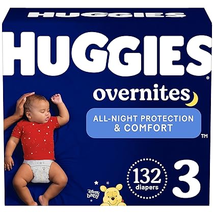 Huggies Overnites Nighttime Baby Diapers, Size 3 (16-28 lbs), 132 Ct