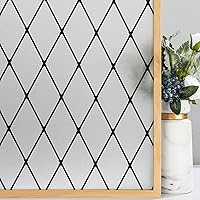 VELIMAX Frosted Black Lattice Window Film Static Cling Window Privacy Films Decorative Glass Vinyl Film for Windows Removable Sun Blocking Anti-UV 29.5x78.7 inches