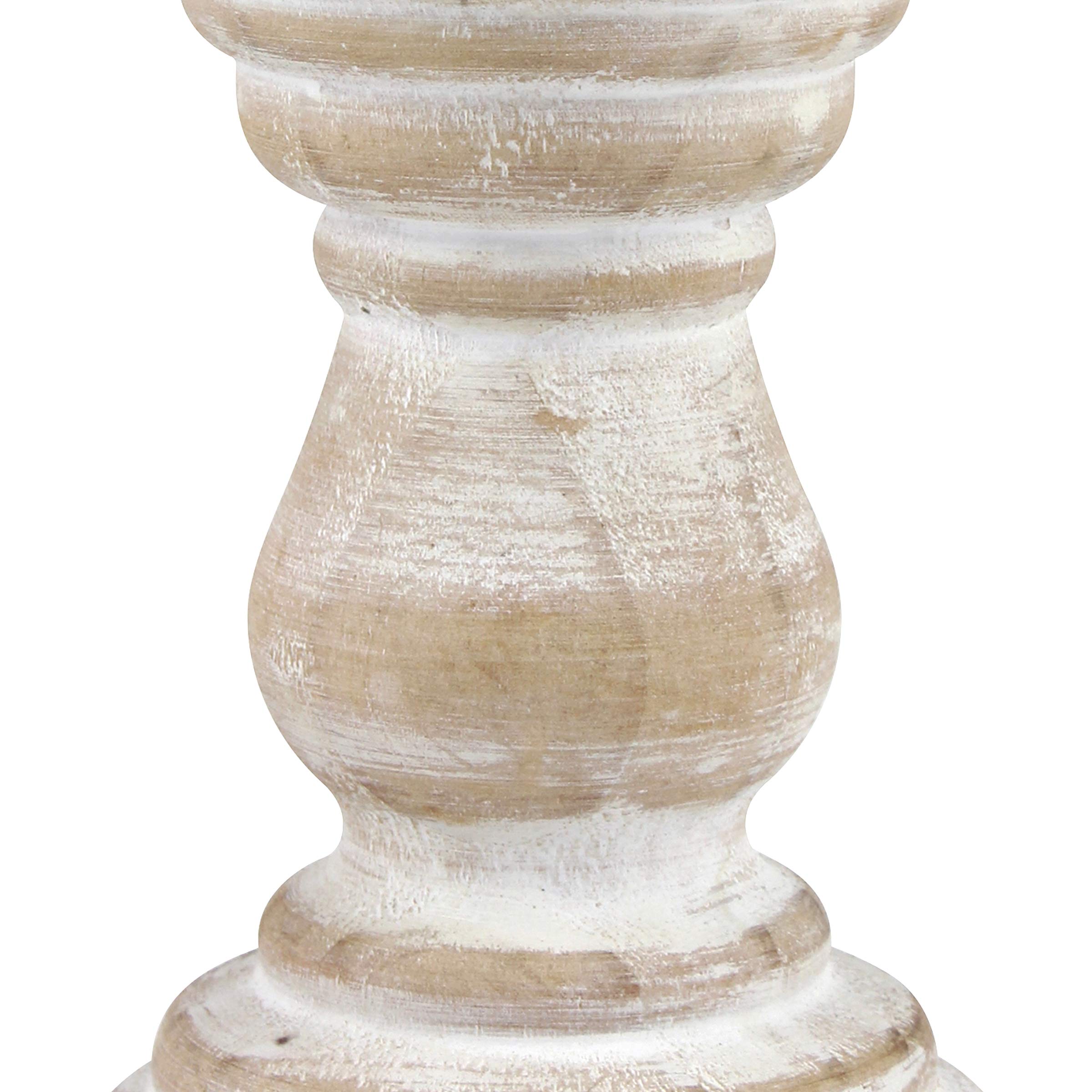 Stonebriar Antique White Wooden Pillar Candle Holder, Vintage Seaside Pillar Stand for Dining Table Centerpiece, Coffee Table, Mantel, Or Any Table Top, Medium