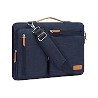 360 Protective Laptop Shoulder Bag,15-15.6 inch Computer Bag Compatible with MacBook Pro 16, HP, Dell, Lenovo, Asus Notebook,Side Open Messenger Bag with 4 Zipper Pockets&Handle, Navy Blue