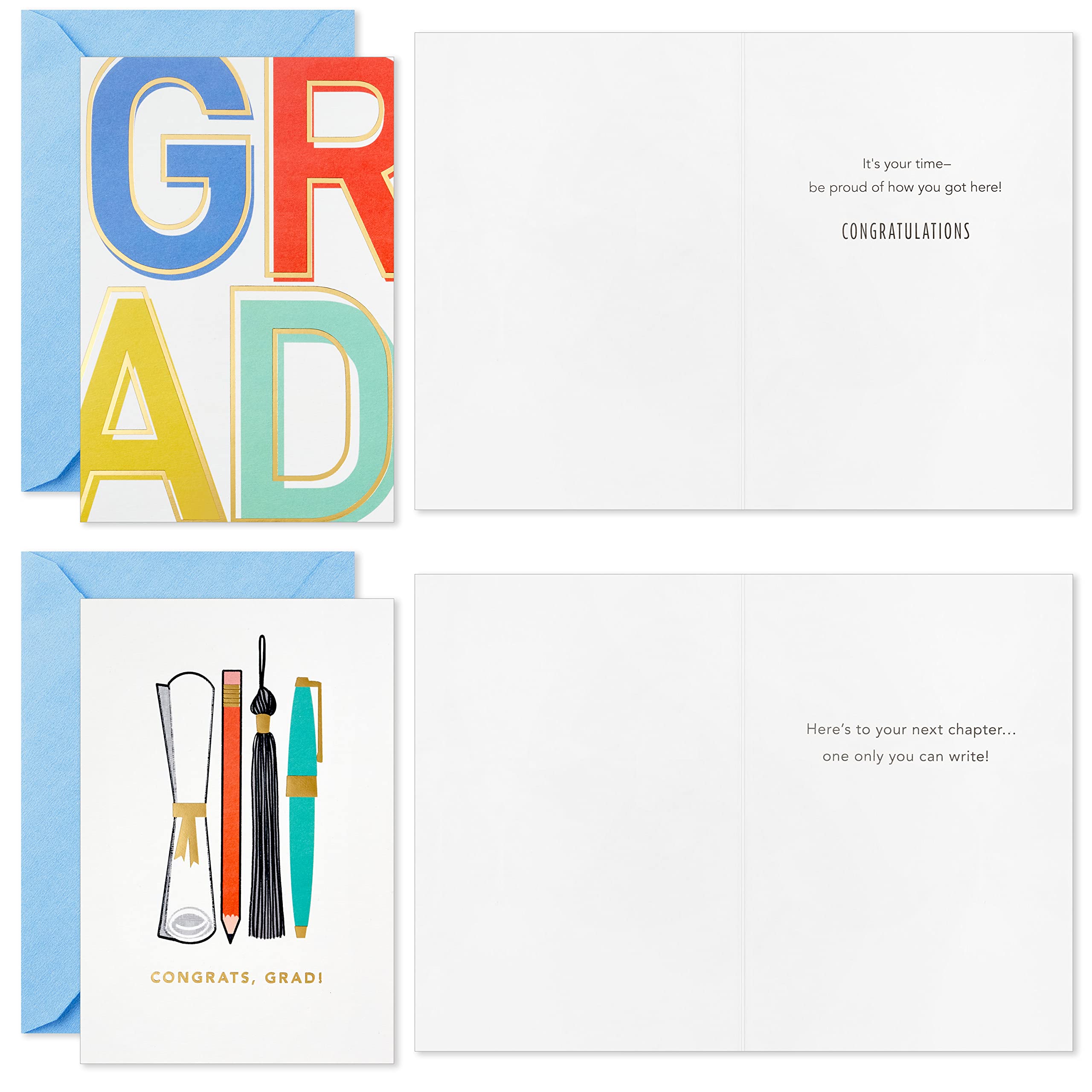 Hallmark Graduation Cards Assortment, Colorful Congrats (36 Cards and Envelopes, 6 Designs)