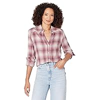 PAIGE Women's Davlyn Shirt Cozy Plaid Classic Button Down Slightly Oversized in Pink Multi
