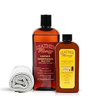 Complete Leather Care Kit Including 4 oz Cleaner, 8 oz Conditioner and Applicator Cloth for use on Leather Apparel, Furniture, Auto Interiors, Shoes, Bags and Accessories