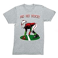 Men's Ho Ho Ho Hike Football Santa Ugly Christmas Crewneck Short Sleeve T-Shirt