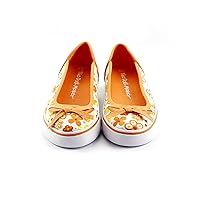 Size 12 Girl's Shoes Slip On Fashion Sneaker Orange Floral Prints canvas