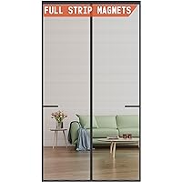 Magnetic Screen Door Upgraded-Model Full Strip Magnets,Heavy Duty Mesh,Retractable Door Screen Magnetic Closure for Single Front Sliding Door