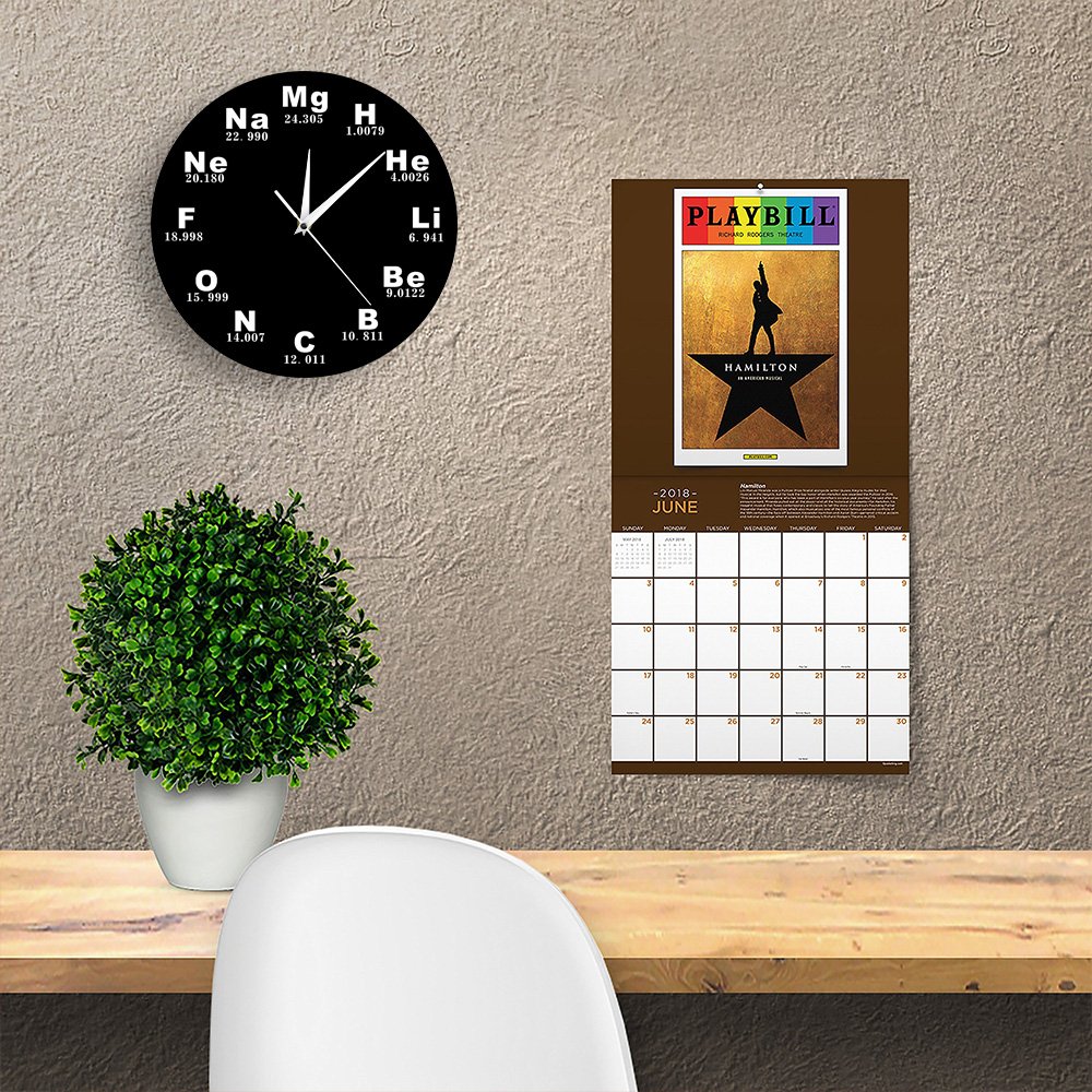 The Geeky Days Chemical Symbols Wall Clock Battery Operated Silent Quartz Chemical Elements Periodic Table Clock Biology Wall Art Novelty Watch Timepieces Science Teachers Gift