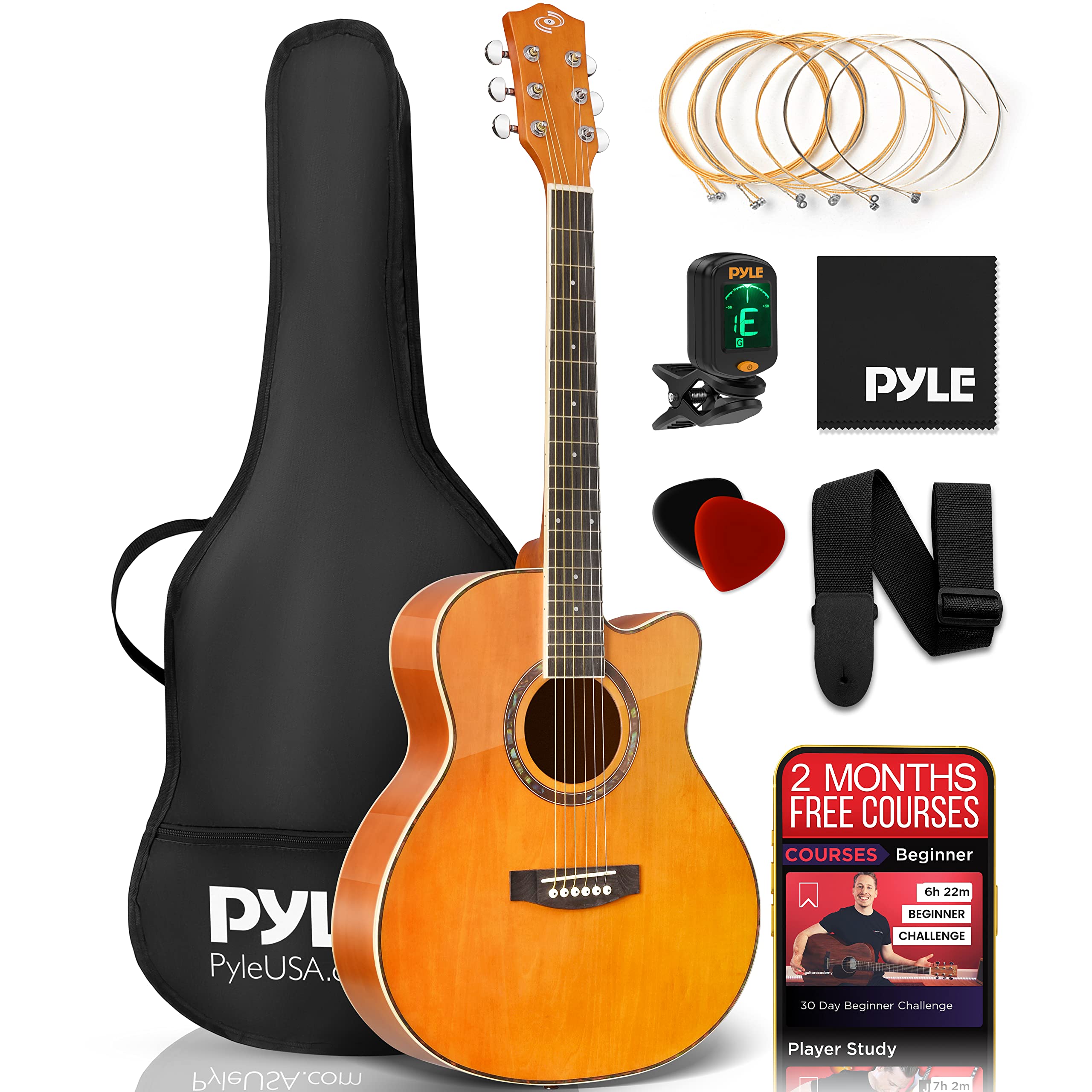初心者　オールウッド　Amazon　Mua　2023　大人用　マットオレンジ　Pyle　アコースティックギターキット　chính　子供　hãng　3/4ジュニアサイズ　スチール弦楽器　Nhật　36インチ　trên　Fado