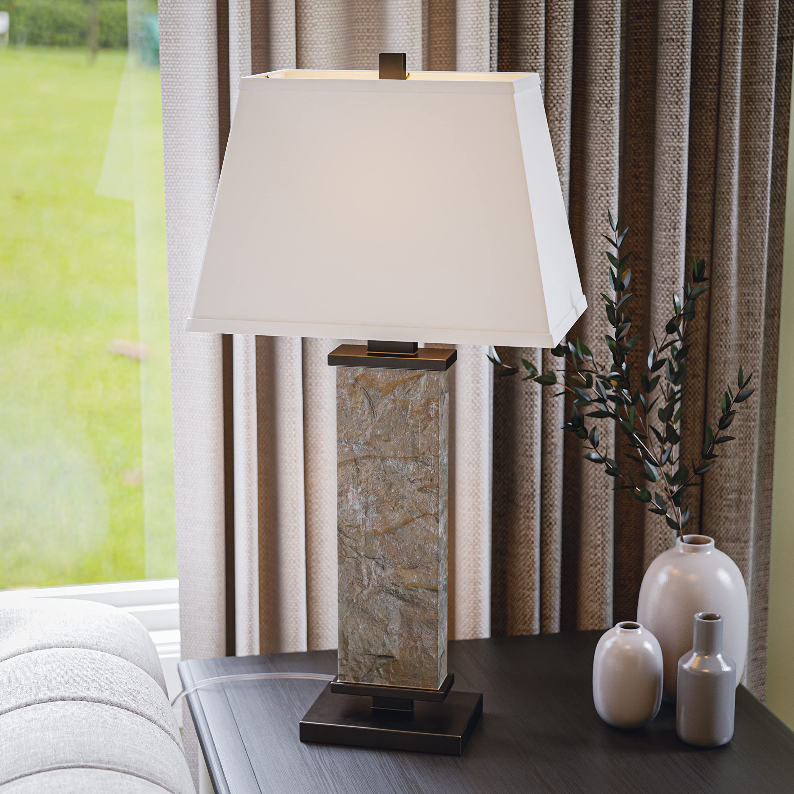 Kenroy Home 21037SL Hanover Table Lamps, 29 Inch Height, 15 Inch Width, 9.5 Inch Depth, Natural Slate