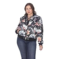 Women's Plus Size Classic Bomber Jacket with Zipper and Design