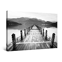 Startonight Canvas Wall Art Black and White Abstract Morning Bridge, Framed Artwork Picture Home Decor for Living Room 32
