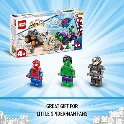 LEGO Marvel Hulk vs. Rhino Monster Truck Showdown, Toy for Kids, Boys & Girls Ages 4 and Up with Spider-Man Minifigure, Inspired by The Spidey and His Amazing Friends Series, 10782