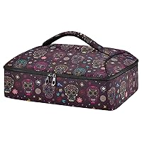 ALAZA Day of The Dead Skulls Flowers Insulated Casserole Carrier Casserole Caddy for Lasagna Pan, Casserole Dish, Baking Dish