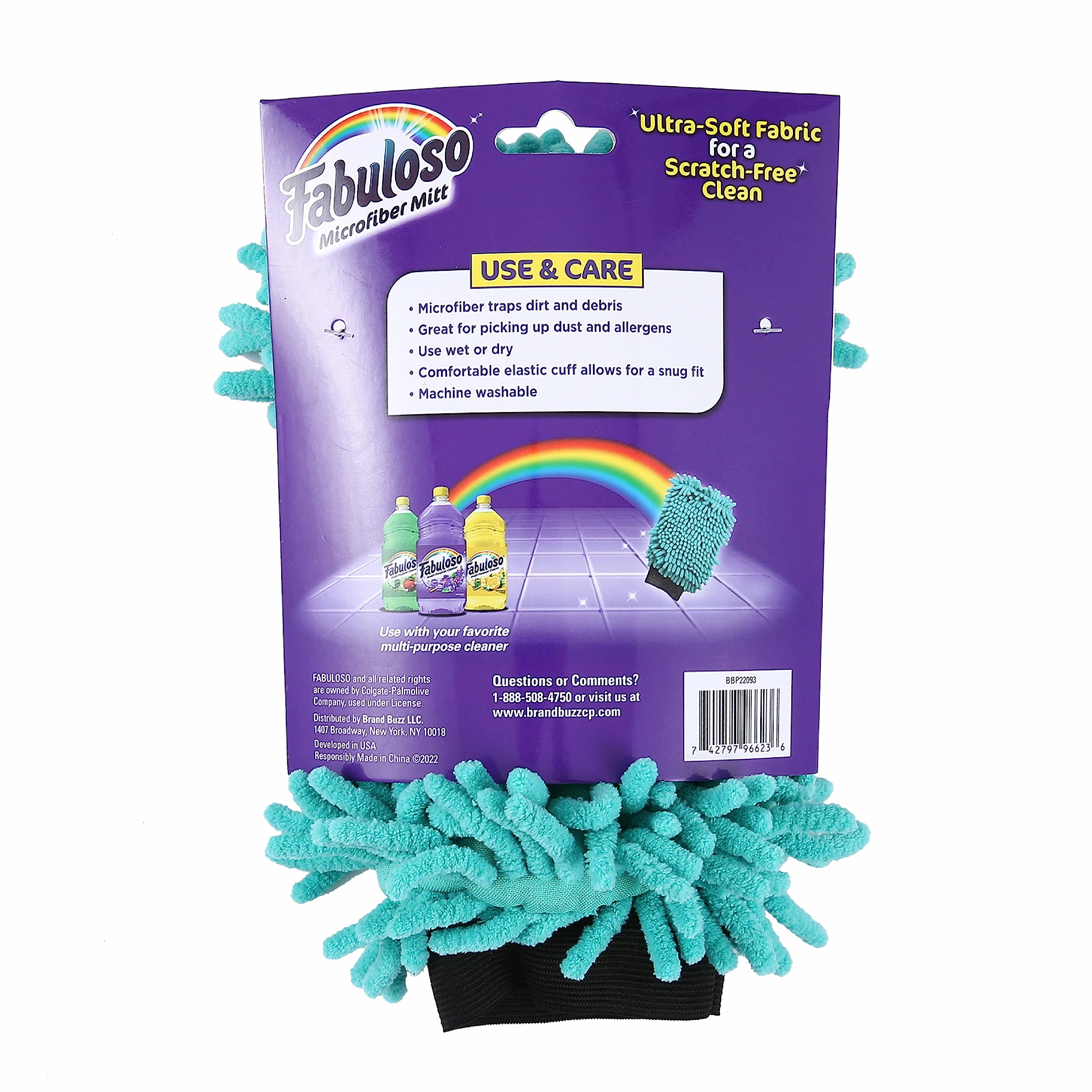 Fabuloso Microfiber Cleaning Mitt, Teal, One Size Fits All | Lint-Free, Scratch-Free Cleaning Glove for Surfaces and Furniture | Microfiber Dustless Hand Cloth for Bold and Bright Cleaning Experience
