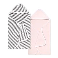Burts Bees Baby Infant Hooded Towels Multi Stripe Organic Cotton, Unisex Bath Essentials and Newborn Necessities, Soft Nursery Towel with Hood Set, 2-Pack Size 29 x 29 Inch