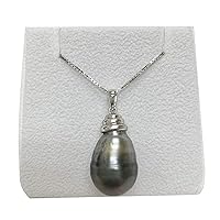 14.1MM Huge Size Tahitian Cultured Pearl Pendant with 18 Inches sterling silver necklace, Pendant Necklace Only for Women, Only 1 pc available