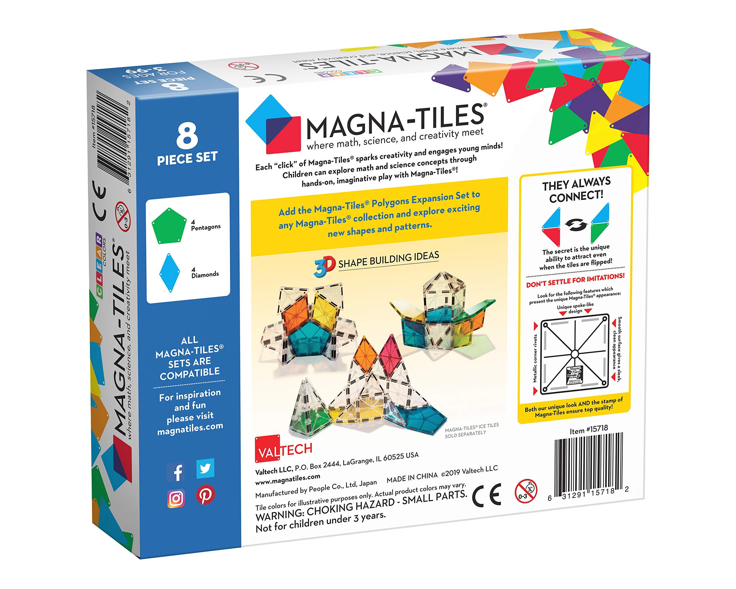 Magna Tiles Polygons Expansion Set, The Original Magnetic Building Tiles for Creative Open-Ended Play, Educational Toys for Children Ages 3 Years + (8 Pieces)