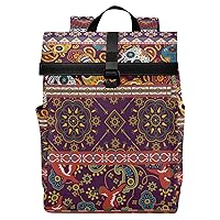 ALAZA Mexican Style Traditional Geometric Skull Backpack Roll-Top Daypack Laptop Work Travel College Bag for Men Women Fits 15.6 Inch Laptop