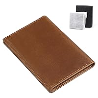 Bifold Leather Wallets Credit Card Holder Wallet for Men Thin Vertical Wallet for Male Men's Slim Pocket Minimalist Wallet 6 Credit Card Slots, 1 Banknote Compartment Gift Box LightBrown