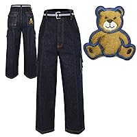 Boys Toddler Teen Denim Jeans Pants Bottom Belt Teddy Bear 2-14 Yrs