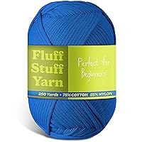 Soft Yarn for Crocheting – Crochet & Knitting Yarn, Beginner Yarn with Easy-to-See Stitches, 250 Yds Amigurumi Yarn, Cotton-Nylon Blend Tshirt Yarn for Crocheting, Worsted Weight Yarn 4, Royal Blue