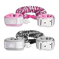 Anti Lost Wrist Link 2 Pack, WSZCML Toddler Safety Leash with Key Lock, Reflective Child Walking Harness Rope Leash for Kids & Babies, 2.5M / 8.2ft Black + 2.5M / 8.2ft Pink
