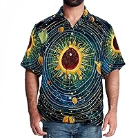 Hawaiian Shirts, Short Sleeve Button Down Men, Hawaiian Shirts for Women, Solar System Universe Planet
