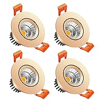 LightingWill 2inch LED Dimmable Downlight, 3W COB Recessed Ceiling Light, Ultra Warm White 2700K, CRI80, 25W Halogen Bulbs Equivalent, Gold (4 Pack)