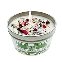 White Sage Candle, Sage Leaf, Rose, Lavender, Himalayan Salt & Essential Oil