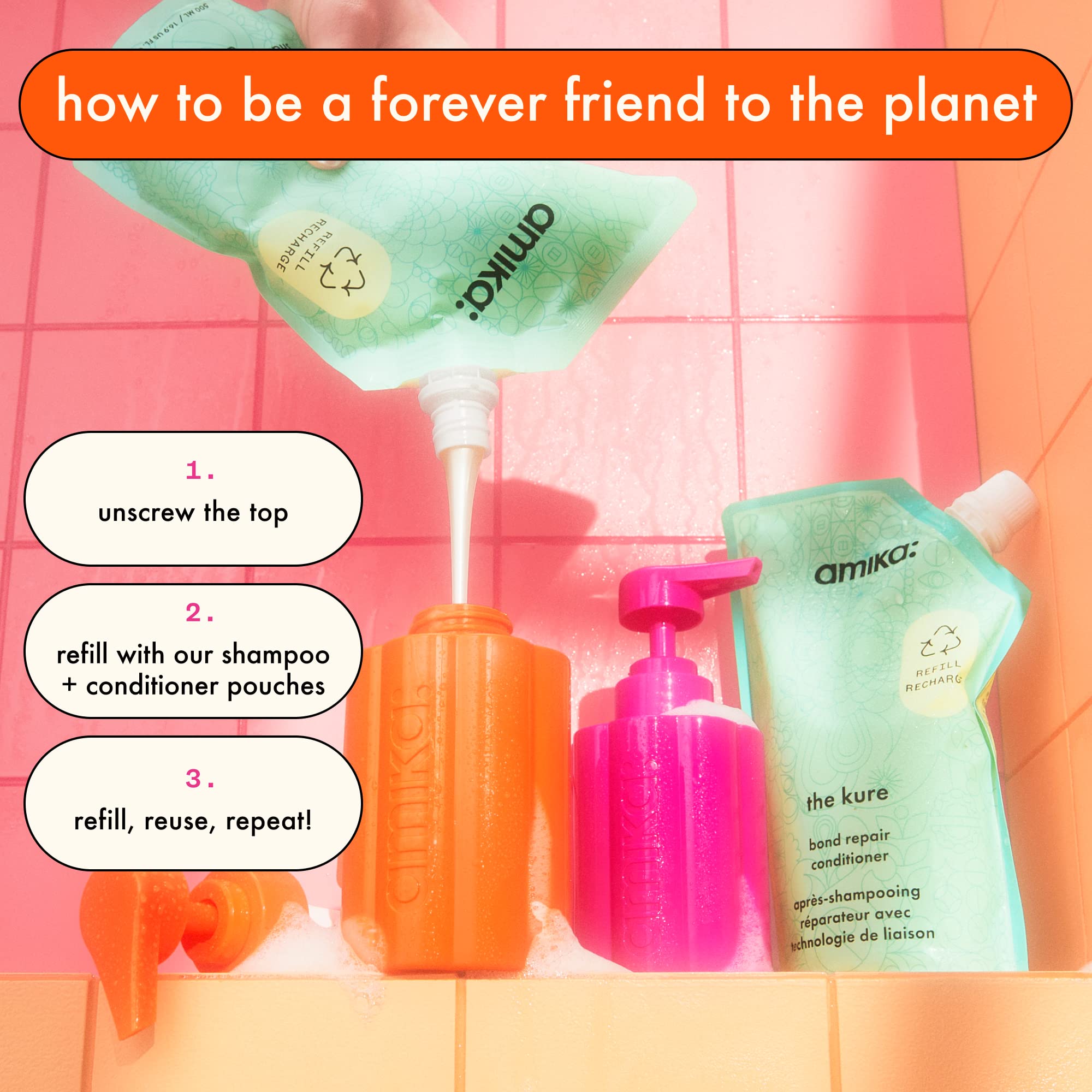 Forever Friend Refillable Shampoo Bottle | amika