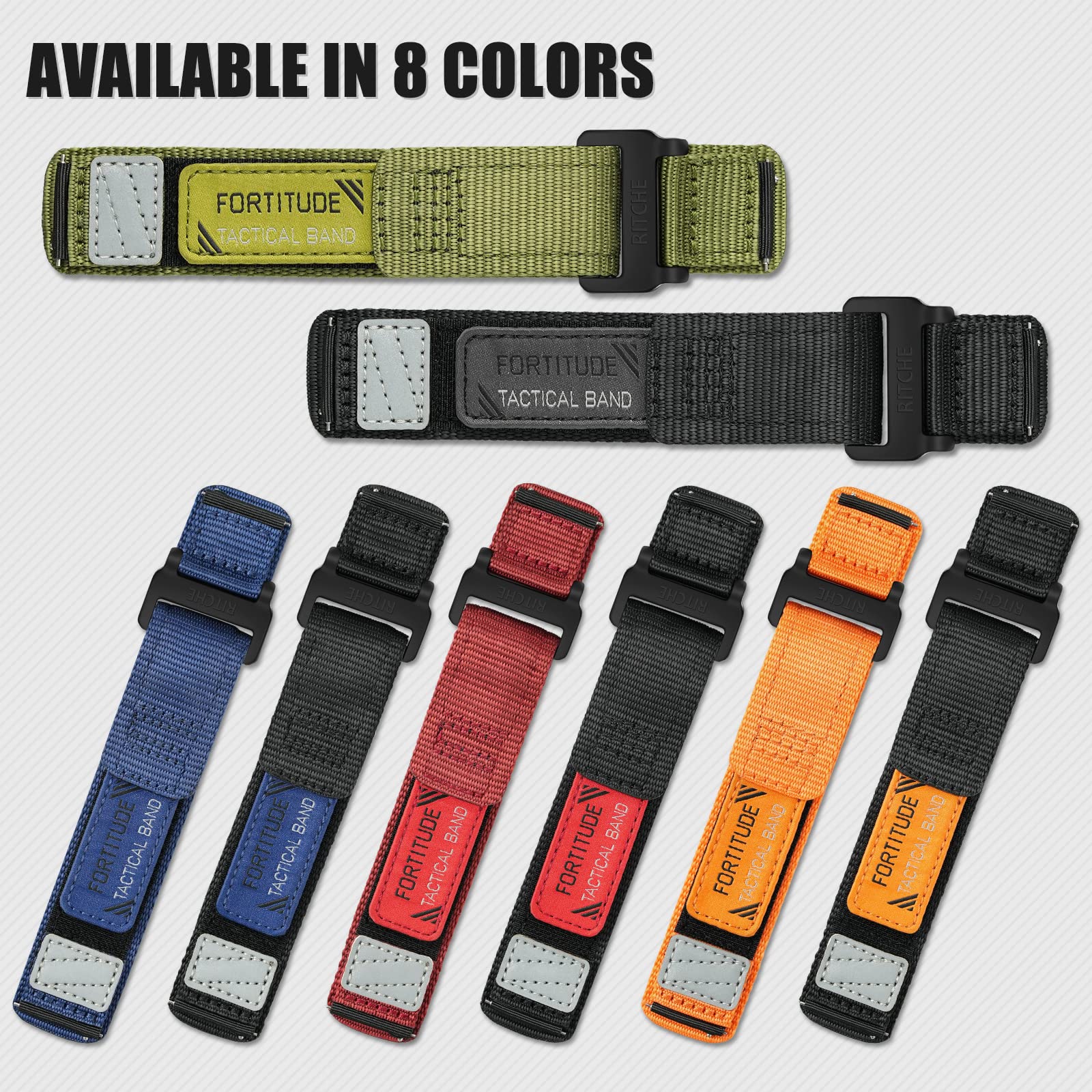Ritche Nylon Sport Watch Band for men women Quick Release 20MM 22MM Replacement Watch Strap Compatible with Timex Expedition watch Black/Navy Blue/Crimson Red/Pumpkin Orange/Army Green