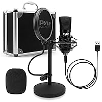 USB Microphone Podcast Recording Kit - Audio Cardioid Condenser Mic w/Desktop Stand and Pop Filter - for Gaming PS4, Streaming, Podcasting, Studio, YouTube, Works w/Windows Mac PC PDMIKT120
