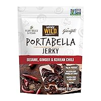 Giorgio Savory Wild Vegan Portabella Mushroom Jerky Gluten Free & Non-GMO Sesame, Ginger & Korean Chili, 2 ounce (pack of 1)