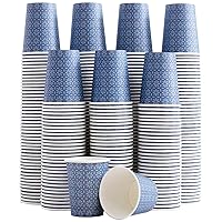 300 Pack 8 oz Disposable Paper Cups, Hot/Cold Beverage Paper Drinking Cups, Paper Coffee Cups 8 OZ, Navy Floral Paper Hot Coffee Cups for Party, Picnic, Travel, and Events.