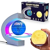 USA Toyz Gravity Globe Earth, Moon Balls, and C Frame Set- 3pk Magnetic Levitating Globe Lamp Set with Multicolor LED Lights, Spinning Floating Globe for Desk, Compatible with USA Toyz Gravity Planets