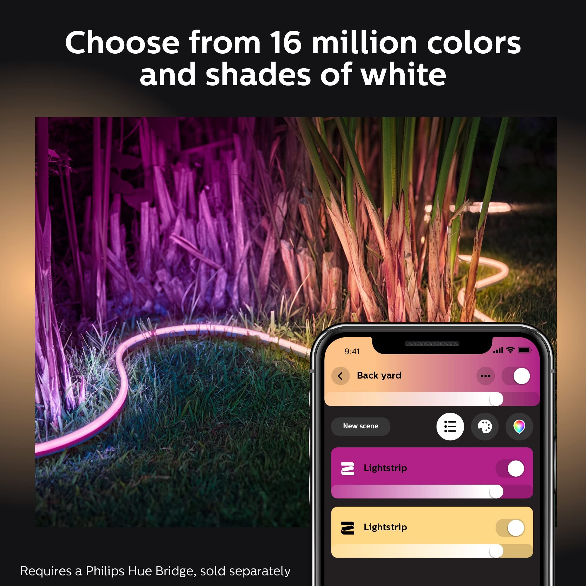 Philips Hue White and Color Ambiance 7 Foot Outdoor Light Strip - Includes 1 Light Strip and 1 Power Supply 40W - Requires Hue Bridge - Works with Amazon Alexa, Apple HomeKit and Google Assistant
