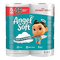 Angel Soft Toilet Paper, 6 Super Mega Rolls = 36 Regular Rolls, Soft and Strong Toilet Tissue