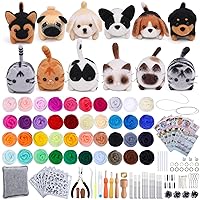 Needle Felting Kit and 12 Pieces Doll Making Wool Needle Felting Starter Kit,Wool Roving 40 Colors Set Felting Foam Mat and DIY Needle Felting Supply for DIY Craft Animal Home Decoration Birthday Gift