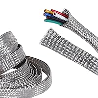 Tinned Copper Wire Shielding Sleeve, Expandable Ground Strap Wiring Braided Sleeving Metal Mesh Sheathing Cable EMI/RFI Protector (5/8inch - 12ft)