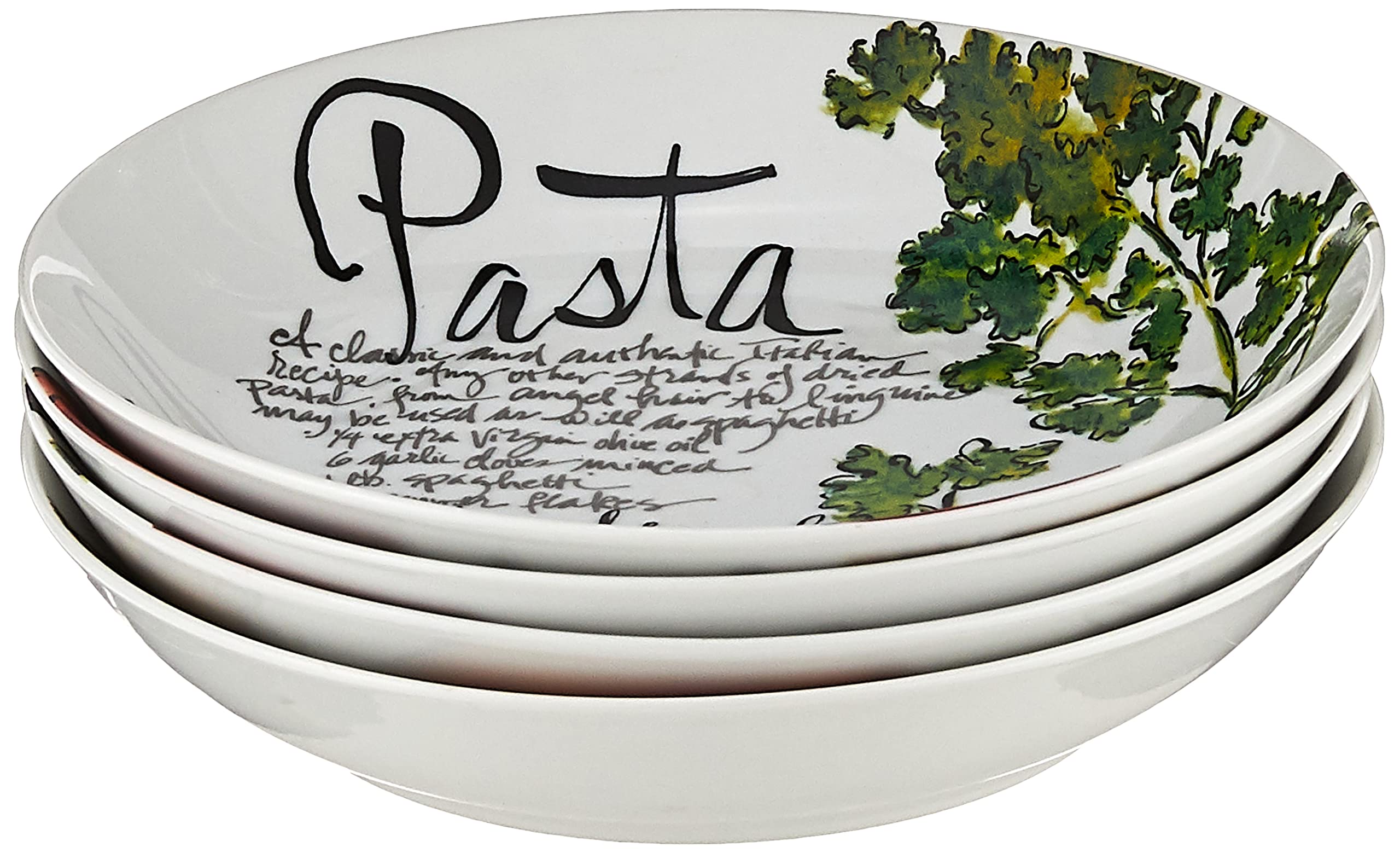 Rosanna Pasta Italiana Pasta Bowls Set of 4,White, 8.25