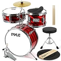 Pyle Kids Drum Set, 3 Piece Beginner Junior Drummer Kit with 13
