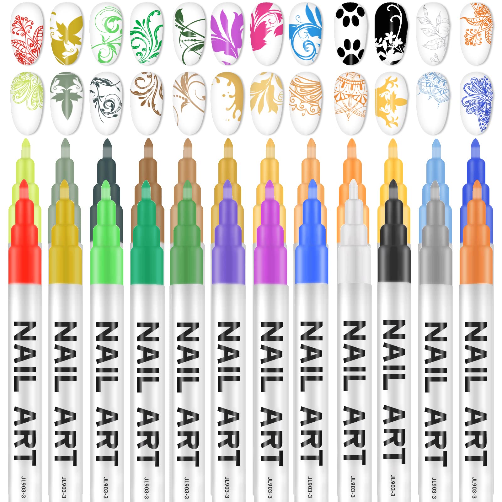 12 Color 3D Nail Art Pens Set, Nails Polish Pen Nail Point Graffiti Dotting  Pens on OnBuy