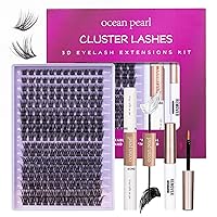 Lash Extension Kit 204 Lash Clusters Individual Lashes with Bond and Seal Tweezers Lash Remover Eyelash Extensions False Eyelashes with Glue for Beginner DIY at Home 10-16mm C/D Curl - OP01+OP17